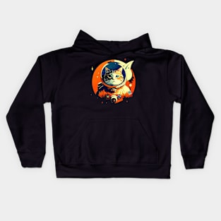 Astronaut cat splash art Kids Hoodie